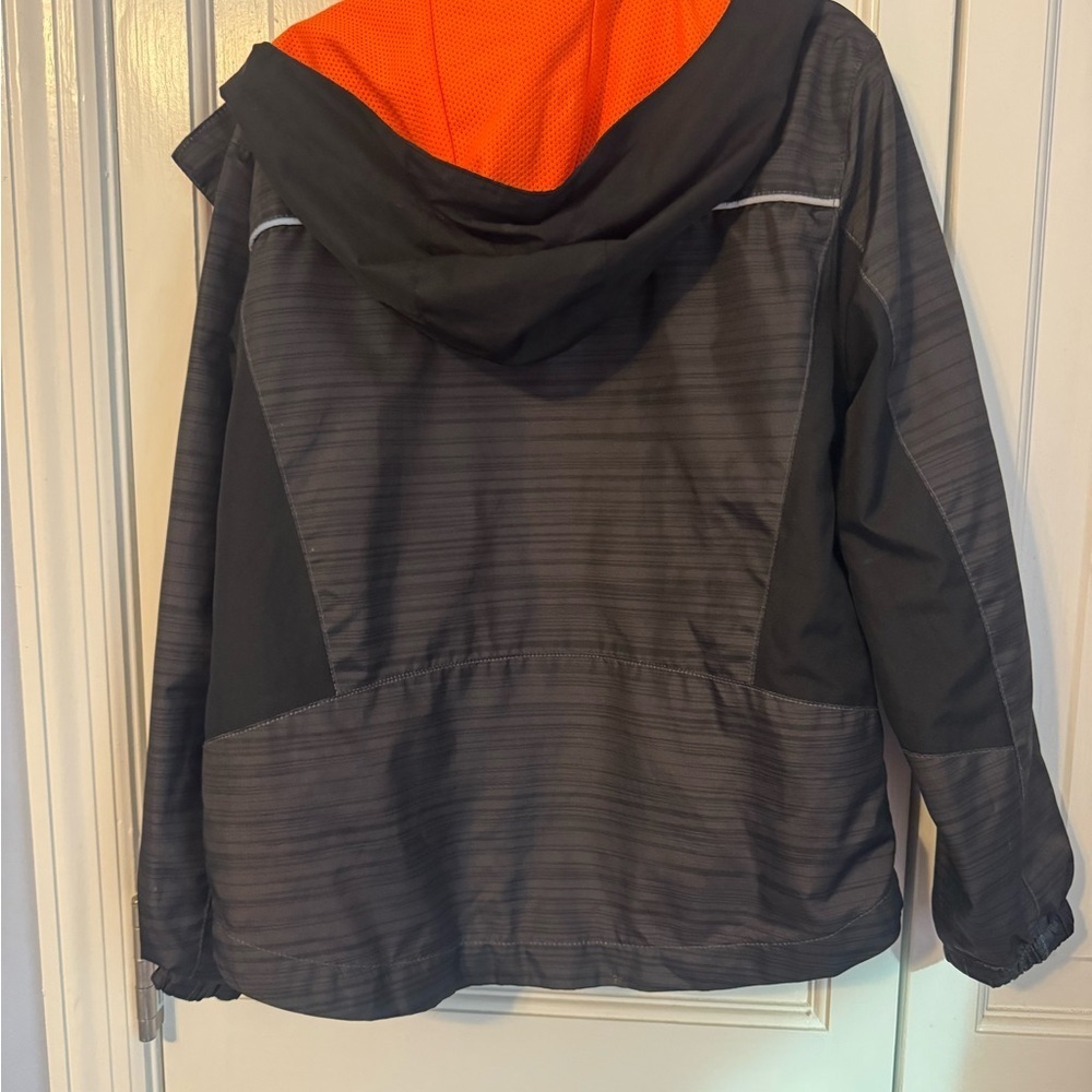 Champion Kids Black and Orange Hooded Jacket, lined. Like New. Sz 6/7 - Picture 6 of 10